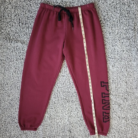 Pink Victoria's Secret burgundy wine red jogger sweatpants logo spellout preppy - Picture 6 of 11